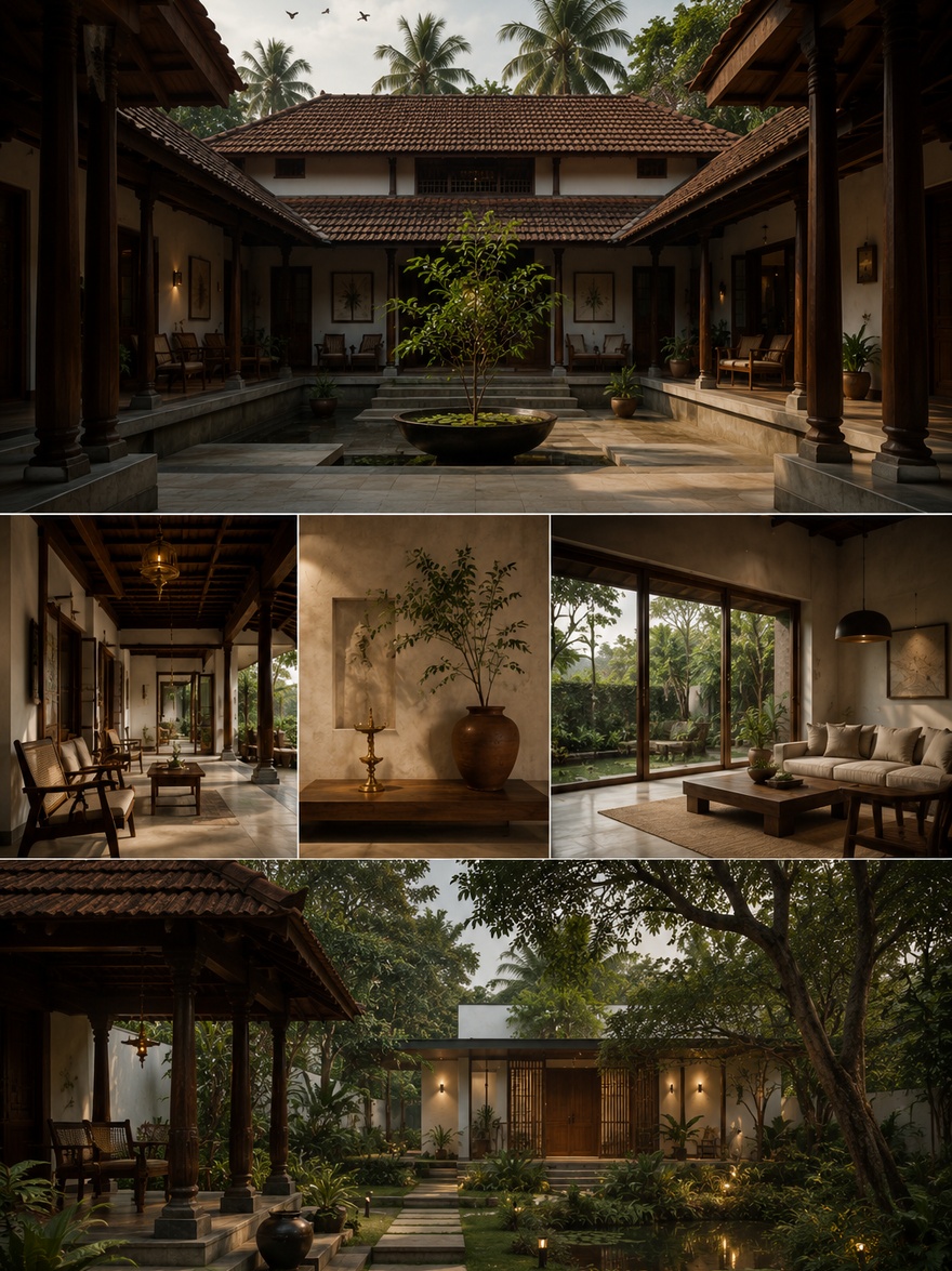 A timeless Kerala living space where traditional architecture, contemporary interiors and lush landscape come together, reflecting ILLAM’s philosophy of designing spaces rooted in Kerala and crafted for modern living.